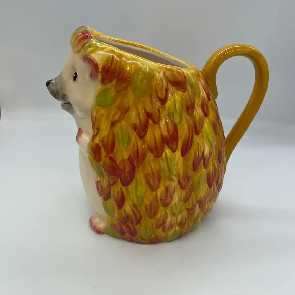 Pier 1 Imports Hedgehog Hand Painted Pitcher 8.5